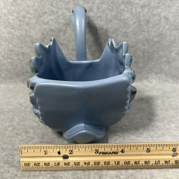 Vintage MCM Swan Planter‎ 1974 Blue Speckled Glaze Ceramic Handmade Vanity Decor - Picture 14 of 16